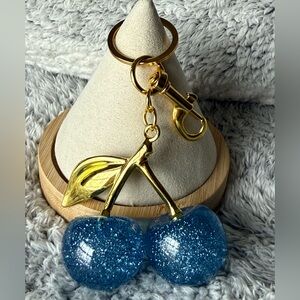 Blue Glitter Cherry Keychain. (1 Color Blue Cherry) NWOT